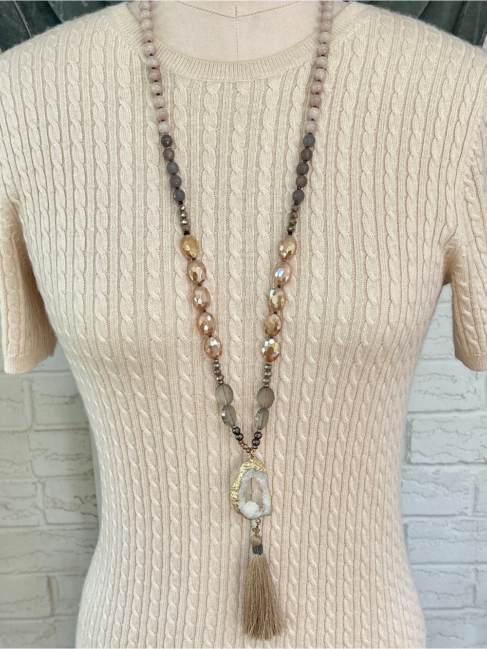 Nakamol Glass and Geode Tassel Necklace